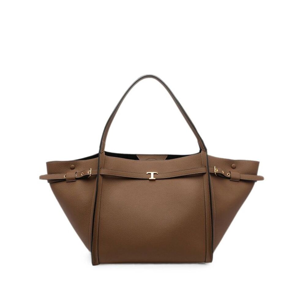 T Signature Medium Shopping Bag In Leather Women